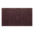 Overhead of a WaterHog 3x5 all-weather door mat with a deep wine red curling botanical design, making for a stylish doormat.