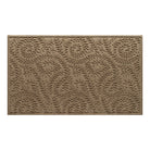 Boxwood WaterHog 3x5 camel doormat with a curling botanical, bi-level design for scraping shoes and trapping dirt below surface level.