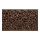 Premium WaterHog outdoor doormat in a dark, earthy brown color featuring a curling botanical, bi-level design for maximum traction prevention.