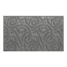 An OG WaterHog 3x5 indoor/outdoor luxury doormat in a light grey curling botanical, bi-level pattern.