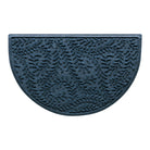 Quality WaterHog outdoor half-round doormat with a relaxed blue curling botanical pattern.