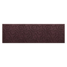 Boxwood WaterHog outdoor medium runner with a deep wine red curling botanical design.