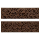 Two WaterHog indoor/outdoor stair treads in a dark earthy brown surface and curling botanical pattern.