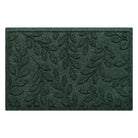 Isolated image of a genuine WaterHog Doormat with a leafy botanical bi-level pattern in an earthy-green on a recycled PET surface with rubber backing.