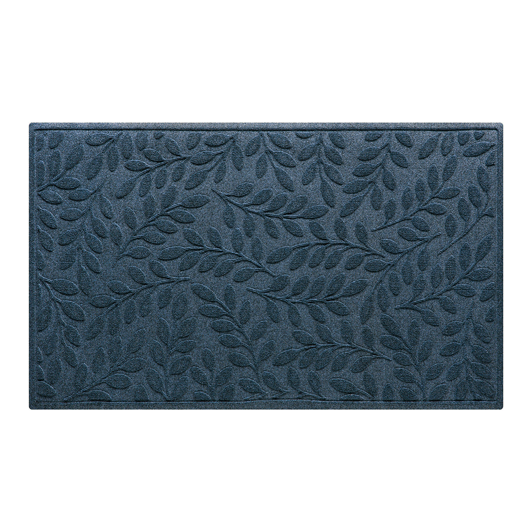 Indoor/outdoor genuine WaterHog doormat in brittney leaf beautiful navy blue bi-level design with eco-friendly materials. 