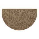 Indoor/Outdoor all-weather half-round WaterHog doormat in tan/beige botanical design made with eco-friendly materials in the USA. 