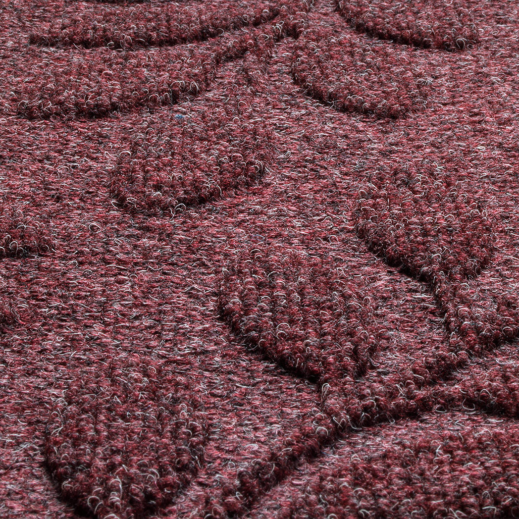 close-up of bi-level eco-friendly WaterHog surface with PET fibers to create a deep red. 