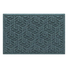 Premium WaterHog medium outdoor doormat in a light blue/grey leaf petal design, and eco-friendly, durable surface.