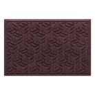 A WaterHog 2x3 outdoor all-weather door mat with a deep wine red leaf petal design, water-resistant surface, and durable rubber backing.