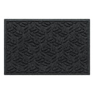 A WaterHog 2x3 indoor/outdoor luxury door mat with a deep grey leaf petal design, fade-resistant surface, and durable rubber backing.