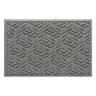 A WaterHog 2x3 indoor/outdoor modern doormat in a light grey leaf petal design, and eco-friendly, durable surface.