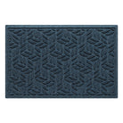 Genuine WaterHog medium outdoor door mat with a relaxed blue leaf petal design, fade-resistant, rugged surface.