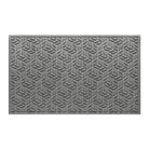 A large WaterHog 3x5 indoor/outdoor luxury doormat in a light grey leaf petal design, and eco-friendly, durable surface.