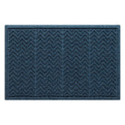 A genuine WaterHog doormat in a deep blue color with a textured zigzag or chevron pattern. Made of durable materials designed for trapping dirt, moisture, and debris.