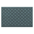 Cordova WaterHog 2x3 indoor/outdoor doormat in a light blue/grey, repeating quatrefoil design; an American-made mat.