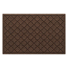 Cordova WaterHog medium-sized outdoor doormat in a dark earthy brown surface and repeating quatrefoil pattern.