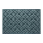 Cordova WaterHog 3x5 outdoor doormat in a light blue/grey repeating quatrefoil design, and durable rubber backing.