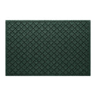 An authentic WaterHog large premium door mat with a deep green surface and repeating quatrefoil pattern.