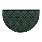 WaterHog Cordova half-round doormat with a deep green repeating quatrefoil pattern.