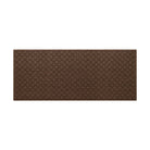 Authentic WaterHog 3x7 all-weather runner in a dark earthy brown repeating quatrefoil and eco-friendly, durable surface.