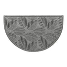 WaterHog indoor/outdoor luxury half-round doormat in a light grey leafy design, and eco-friendly, durable surface.