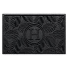 WaterHog 2x3 Deanna Durable monogram doormat with a deep grey leafy design, on a fade-resistant, waterproof surface.