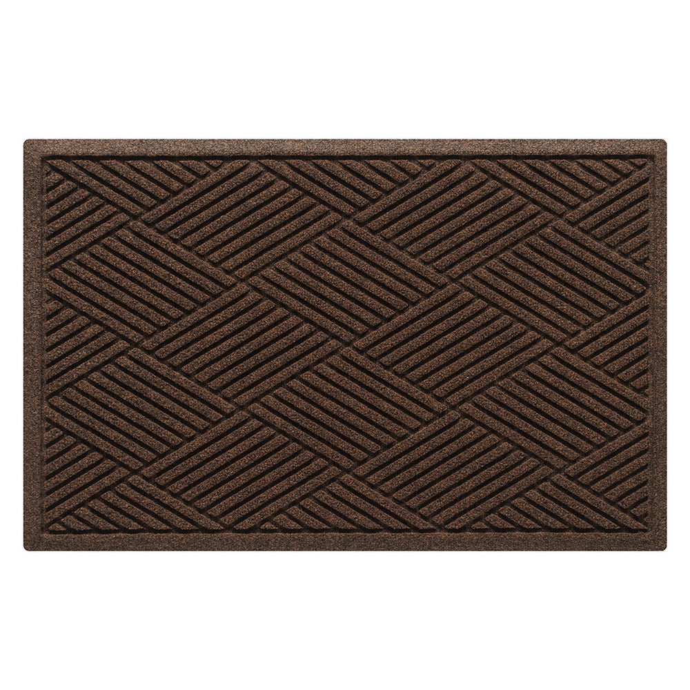 Diamonds WaterHog medium-sized outdoor doormat in a dark earthy brown surface and crisscrossing linear pattern.