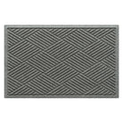 Overhead of a WaterHog medium-sized premium doormat in a light grey crisscrossing linear, bi-level pattern.