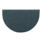 Overhead of Diamonds WaterHog indoor/outdoor half-round doormat in a light blue/grey crisscrossing linear pattern.