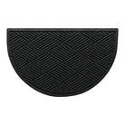 WaterHog Diamonds modern half-round doormat with a deep grey crisscrossing linear, bi-level design.