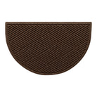 Diamonds WaterHog luxury half-round doormat in a dark earthy brown crisscrossing linear pattern.