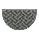 Overhead of a WaterHog Boxwood doormat in a light grey surface and crisscrossing linear pattern.