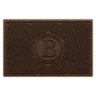 Diamonds WaterHog luxury monogrammed doormat in a dark earthy brown crisscrossing linear pattern.