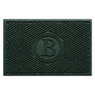 WaterHog Diamonds monogrammed doormat with a deep green crisscrossing linear and eco-friendly, durable surface.