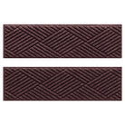 Two WaterHog Diamonds water-resistant stair treads with a deep wine red surface and crisscrossing linear pattern.