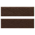 WaterHog indoor/outdoor stair treads in a dark earthy brown surface and crisscrossing linear pattern.