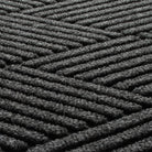 Close-up of WaterHog's the eco-friendly surface fibers made of various shades of grey to black, with hints of white fibers.