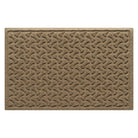 Overhead of a medium Dog Bones WaterHog indoor/outdoor doormat with a light tan color and surface and durable rubber backing.