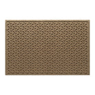 Overhead of a large WaterHog indoor/outdoor doormat with a light tan, repeating pet bones, an American-made mat.