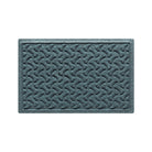 A 18x27 WaterHog Dog Bones bowl mat overhead, in a light blue/grey, fast-drying, bi-level surface.