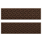 WaterHog indoor/outdoor stair treads in a dark earthy brown surface and repeating squares pattern.