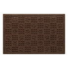 An all-weather WaterHog doormat with an alternating squares and paw prints pattern in a dark brown, bi-level surface. 