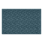 Creamy blue 2" x 3" doormat with a repetitive leaf bi-level design for scarping dirt