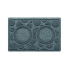 WaterHog Dots bowl mat in 18x27 shown in the light blue/grey, fast-drying, surface.