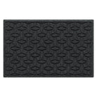 Overhead of a WaterHog 2x3 indoor/outdoor modern door mat with a deep grey interlocking elliptical pattern.