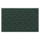 A genuine WaterHog medium-sized outdoor door mat with a deep green interlocking elliptical design; an American-made mat.