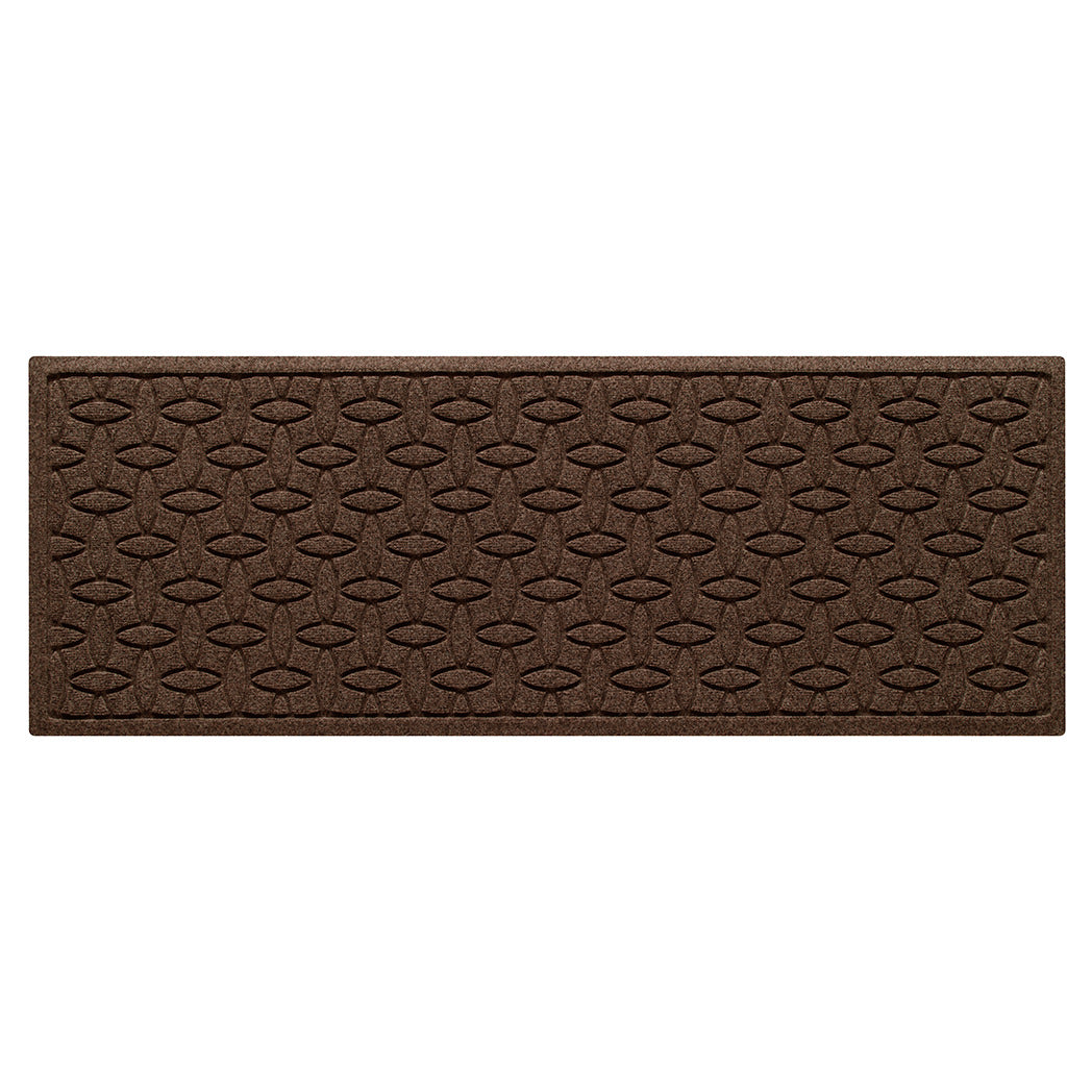 Authentic WaterHog 2x5 outdoor runner in a dark earthy brown, interlocking elliptical pattern.