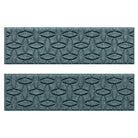 Pair of WaterHog Ellipse all-weather stair treads  in a light blue/grey interlocking elliptical design; an American-made mat.