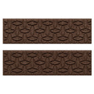 Protective WaterHog indoor/outdoor stair treads in a dark earthy brown interlocking elliptical pattern.