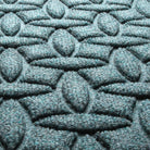 Detail shot of WaterHog's Ellipse durable, eco-friendly fibers made of light blue, grey, and white fibers.